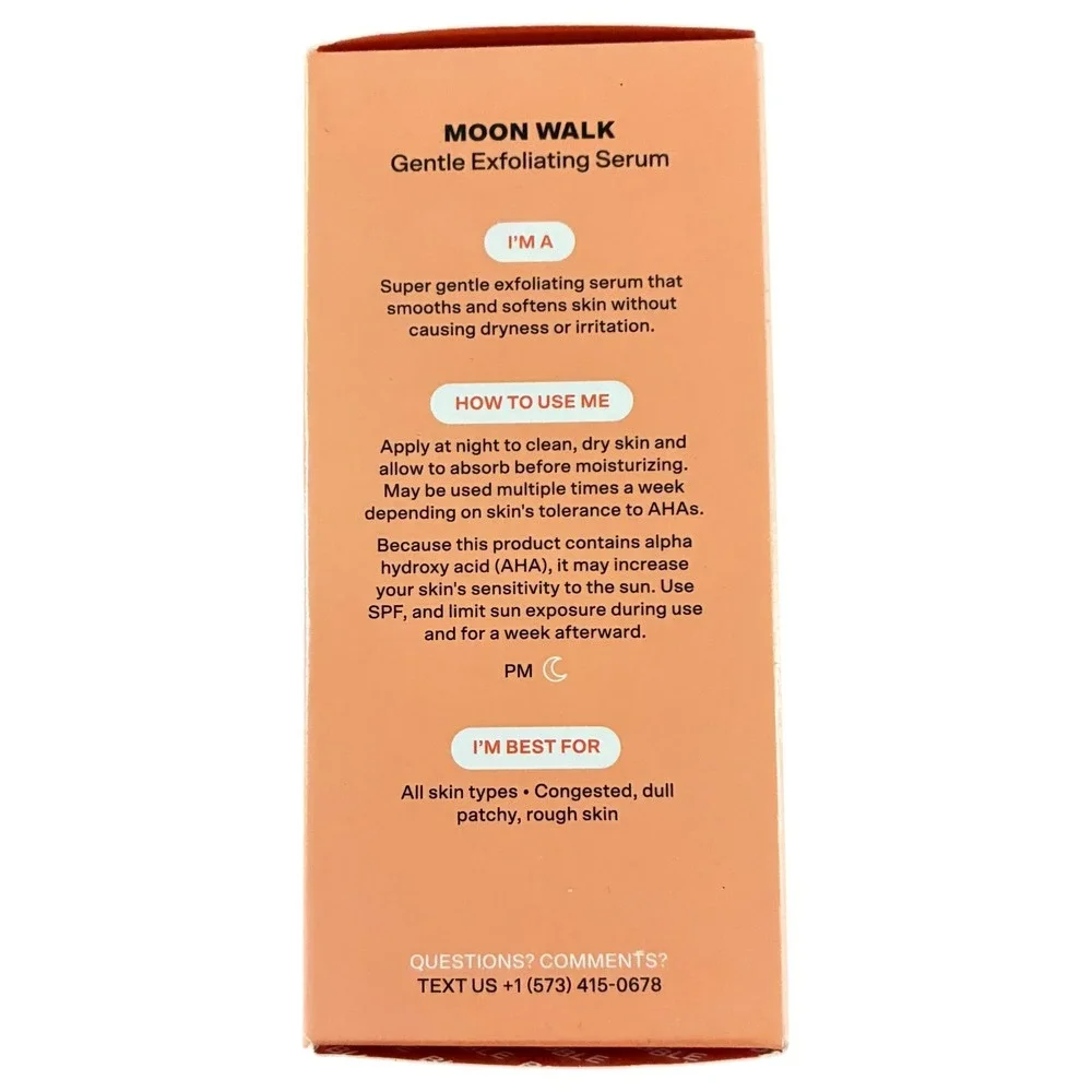 Bubble Moon Walk Gentle Exfoliating Serum AHA Lactic Glycolic Acid 1oz NIB New